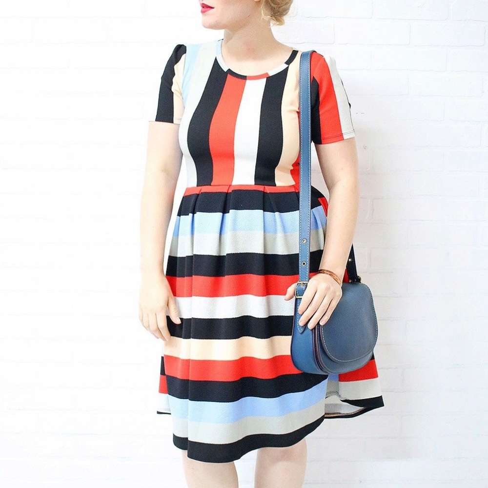 Lula Roe Striped Fit & Flare Dress